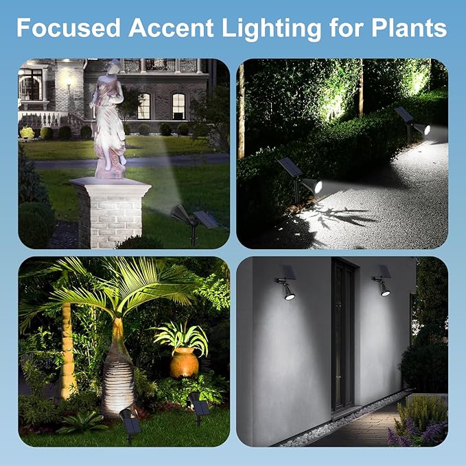 Solar Spot Lights Outdoor 4 Modes/8 Pack Solar Spotlights Waterproof 180° Adjustable Powered Landscape Lights Outdoor Solar Lights for Yard Garden Pathway Flag Tree Wall Statue Cool White