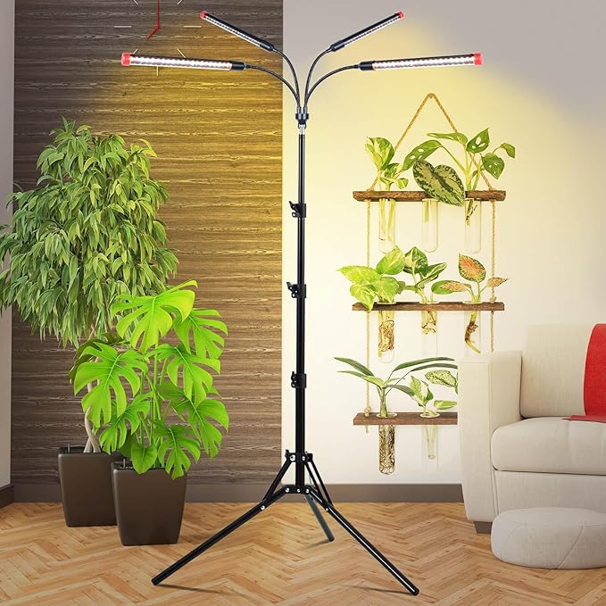 Grow Light with Stand and Timer 48121620 Hr 36 Watt Standing Tall Plant Light for Bonsai Tree Seed Starting 24-64 Adjustable Tripod Stand Plant Growing Lamps