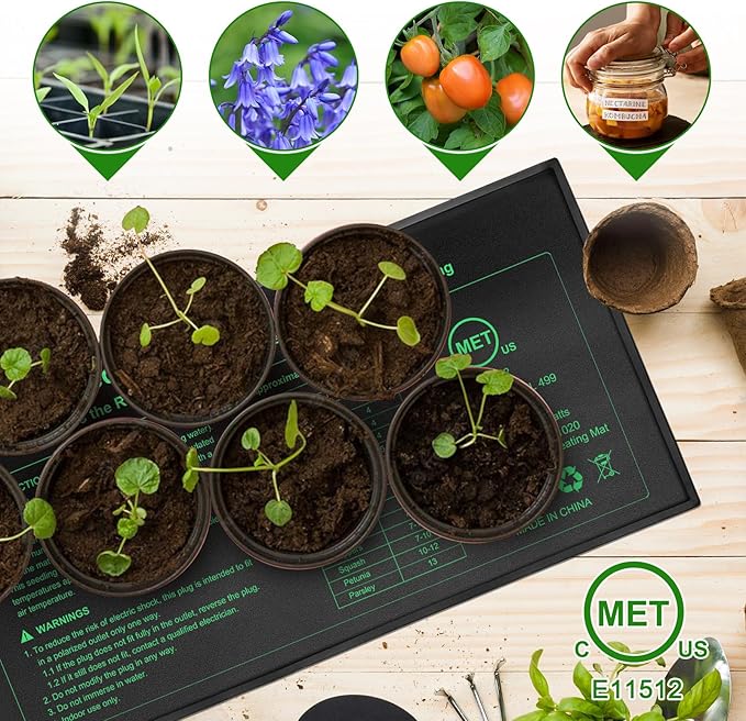 Seedling Heat Mat 8 Pack 10 x 20.75 MET-Certified Warm Hydroponic Heating Pad Waterproof Warm Hydroponic Plant Heating Mat for Germination Greenhouse Grow Seed Starter