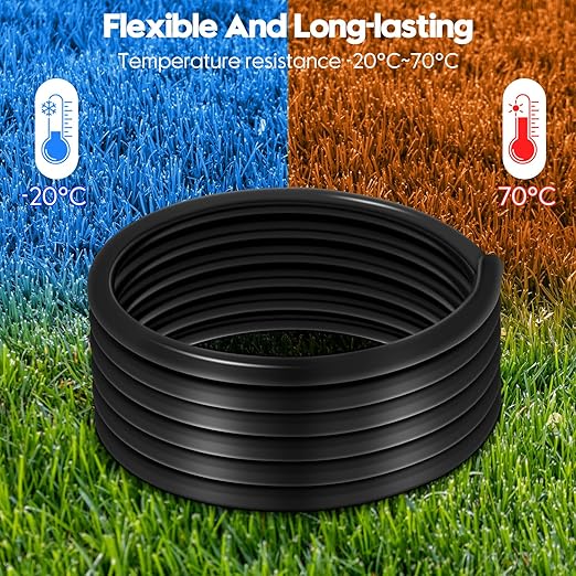 50 FT 1/2 Inch Drip Irrigation Tubing Kit-Drip Line Irrigation Hose 1/2 Inch with 1/2 to 1/4 Barbed Locked 6-Way &amp 1/2 Tee Connectors-Drip Tube Irrigation Fittings System Parts for Garden Water