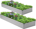 2PCS 12x3x1ft Galvanized Raised Garden Bed KitMetal Planter Box for VegetablesFlowersHerbs Durable Rust-Resistant Patio Gardening BedsSilver