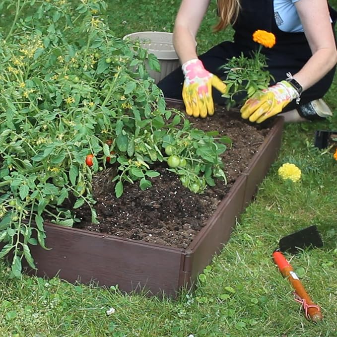 Emsco Group Raised Bed Garden Bed Boards - 4' x 4' - Brown