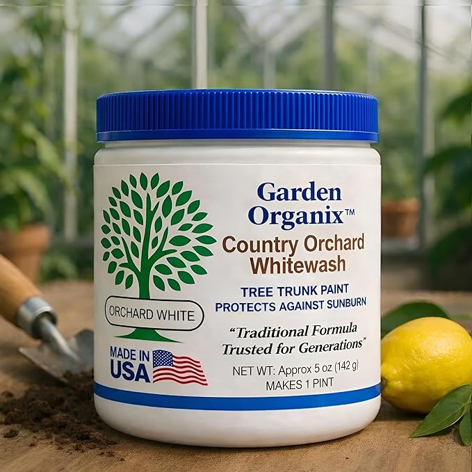 Country Orchard Whitewash Sun Shield Tree Paint Sunburn Protection for Fruit Trees &amp Saplings Improved Water-Resistant Formula White Color 1 Pint
