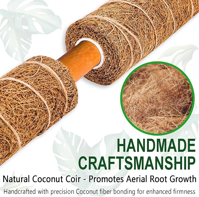 Soupiar 4 Pack 22 Inch Stackable Moss Pole - Thick &amp Sturdy Natural Coir Totem Plant Support &amp Garden Stakes for Monstera &amp Pothos Indoor Climbing Vining Houseplants 70”H Max