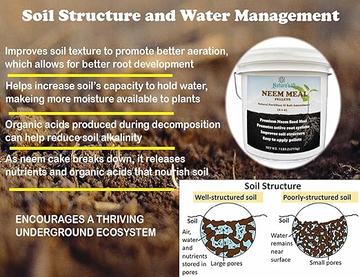 Nature's IQ NEEM Meal pellets. 7LB Bucket. Natural Fertilizer/Soil Ammendment. Improves Soil Structure &amp Promotes Active Root Systems. Easy to Apply pellets in resealable Bucket.