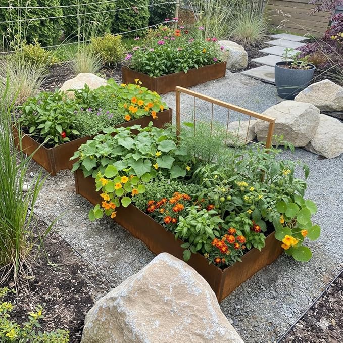 Edge Right - Raised Garden Bed Kit - COR-Ten Steel (14 COR-Ten Steel 2 FT x 2 FT)