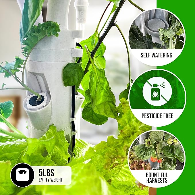 The Hydro Tower® Hydroponic Gardening Tower | Lights Included | Self Watering | Simple Setup | Easy Upkeep | Fast Growth