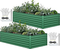 YITAHOME 8x4x2ft 2pcs Large Raised Garden Bed Kit Galvanized Metal Planter Box with Gloves Ground Nails &amp Safety Rubber Outdoor Above Ground Planters for Plants Vegetables Flowers Green