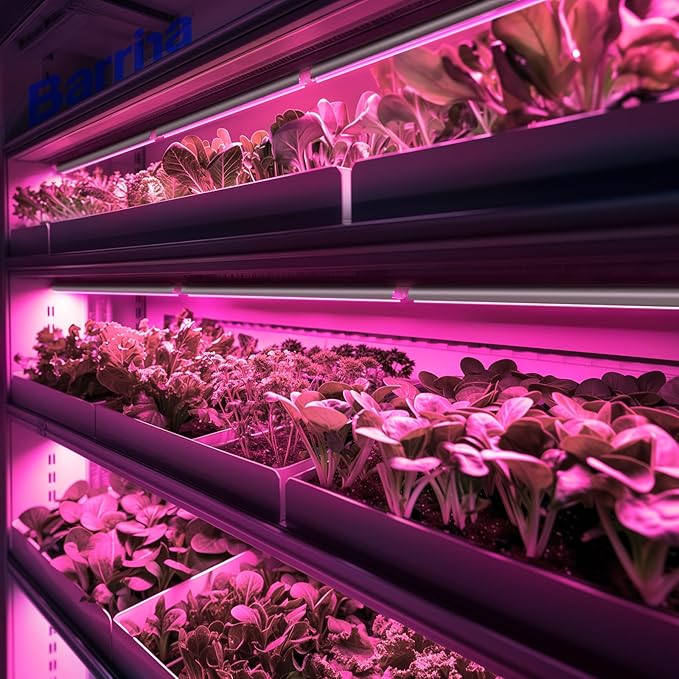 Barrina LED Grow Light 144W(6 x 24W 800W Equivalent) 2ft T8 Full Spectrum High Output Linkable Design T8 Integrated Bulb+Fixture Plant Lights for Indoor Plants 6-Pack