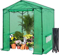 6x6 Pop Up Greenhouse Instant Walk in Green House with PE Cover Power Ports Roll up Doors &amp Windows for Indoor Outdoor Plant Growing Green