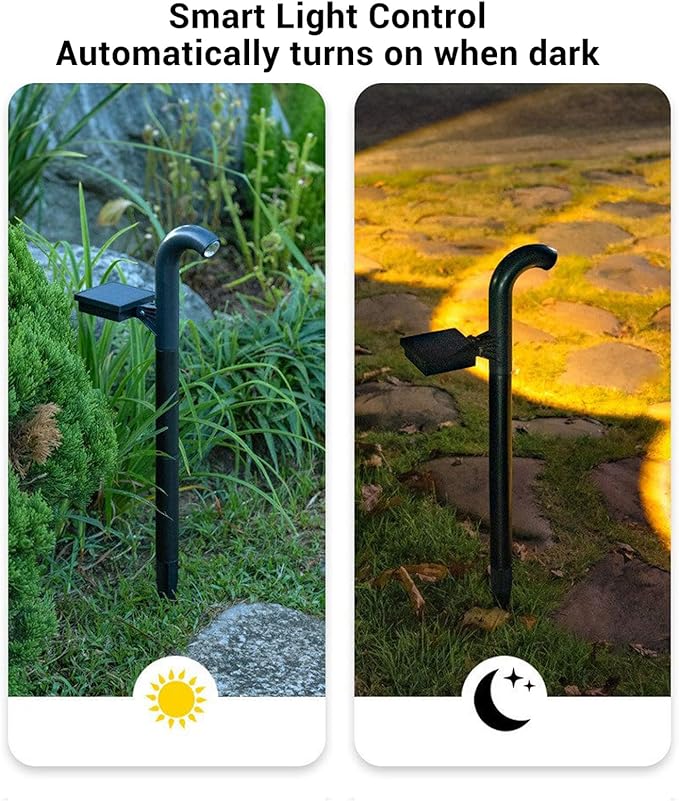 Alomejor Solar Landscape Lights ABS Material Efficient Outdoor Solar Spotlights for Gardens 23.2in Automatic Night Lighting (Warm Light)