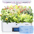 17-Pods Hydroponic Growing System with Dual Fans 24W Full-Spectrum Grow Light &amp Smart Control Panel for Indoor Gardening for Vegetables Herbs