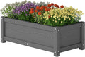 HDPE Planter Box All-Weather Outdoor Garden Bed Easy to Assemble Drainage System Low Maintenance Non-Fading for Flower/Herb/Seed (Gray)