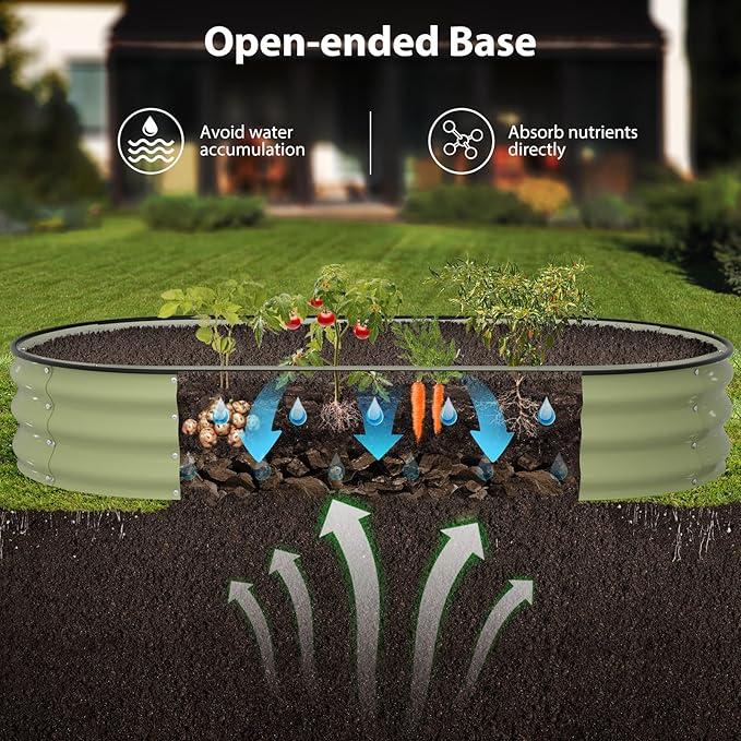 Raised Garden Bed Kit 6x3x1 ft Galvanized Planter Box Outdoor with Safety Edging Large Metal Raised Beds for Gardening Vegetables Flower Herb (Avocado Green)