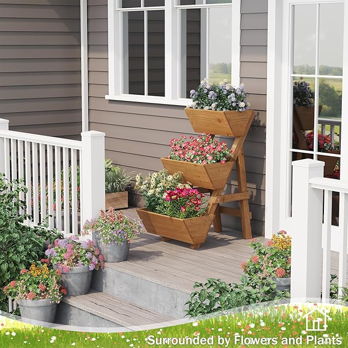 Small Raised Garden Bed 3 Tier Vertical Garden Planter for Indoor &amp Outdoor Raised Planter Box with Legs