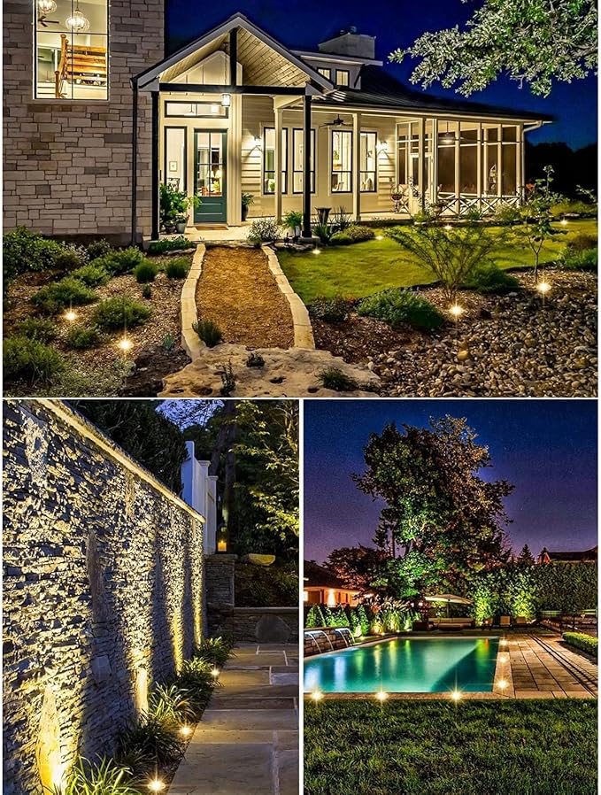 Kitchen Faucet 8pcs Beam Spotlight Well Lights 3W In Ground Light IP67 Waterproof Outdoor Low Landscape Lighting Recessed LED Lamp for Floor Driveway Deck Step Garden