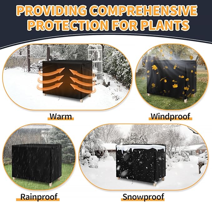 Rectangular Plant Box Cover with Drawstring Outdoor Raised Garden Bed Cover for Plant Freeze Protection Reusable Winter Frost Cover for Planter Beds-48 x 24 x 30 inch