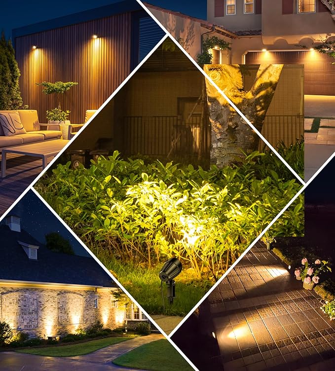 MEIKEE 7W Low Voltage LED Landscape Lights 800LM 12V Outdoor Landscape Lighting 2700K Warm White IP66 Waterproof Garden Pathway Lights Yard Lawn Spotlights with Connectors (4 Pack)