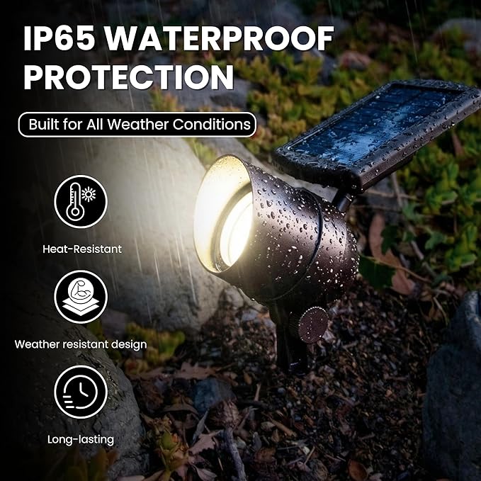 Energizer Solar-Powered Spot Light for House - 2 Pack 45 Lumen Die-Cast Aluminum IP65 Waterproof &amp Weatherproof LED Solar Lights for Outside Lighting with Cool White Light Uplights for Trees