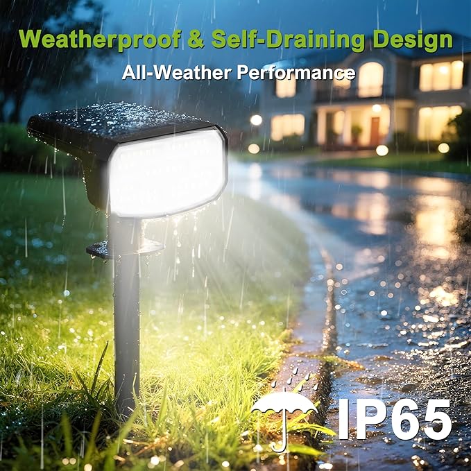 DAMINY Solar Spotlights Outdoor Waterproof IP652 CCT(Warm White &amp Cool White)4 Lighting Modes Solar spot Lights for YardGardenPathwayLandscapeAuto On/Off-2 Pack