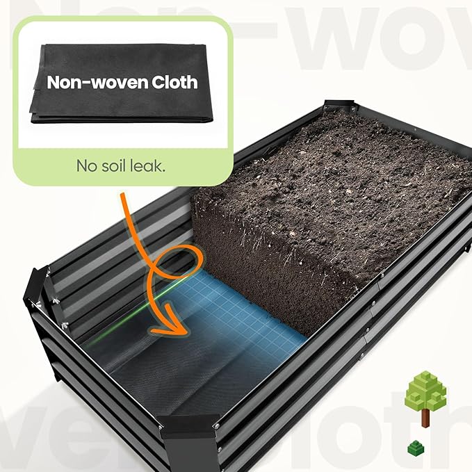 KING BIRD Raised Garden Bed Kit with Bottom 2025 Upgraded Galvanized Planter Garden Box Outdoor &amp Indoor for Gardening Vegetables Flowers Dark Grey 47.2x23.6x11.8 in
