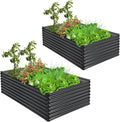 HAPPYGRILL 2PCS Raised Garden Bed Galvanized Metal Firewood Rack 71 x 20.5 x 43.5 Large Outdoor Raised Planter Box for Vegetable Flower Fruit Herb