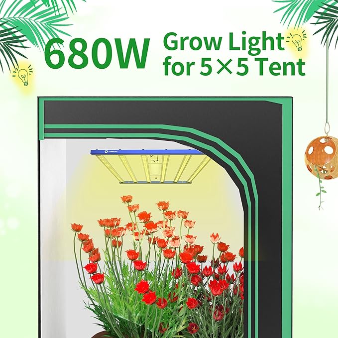 FARMLITE Grow Light 680Watts Grow Lights for Indoor Plants Full Spectrum LED Bar Growing Light Plant Hanging Growing Lamps Seedling Daisy Chain Dimmable Board 5x5ft Coverage