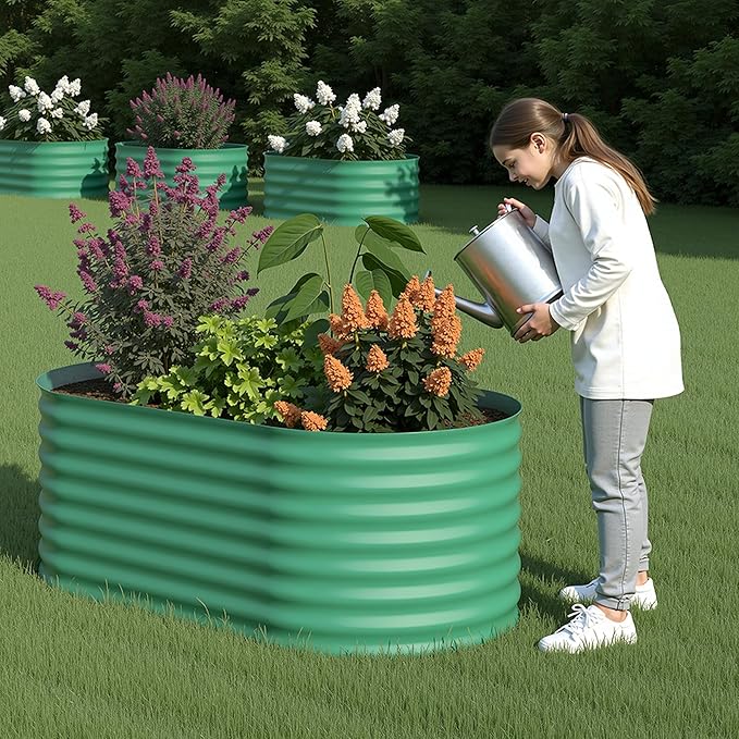 Galvanized Raised Garden Bed – 4x2x2 ft Metal Planter Box for Vegetables &amp Flowers Rust-Resistant Outdoor Gardening Easy Assembly Garden Box (Green)