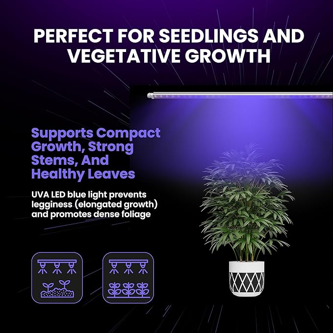 FGI UVA LED Grow Light 380nm for Plants Corals Mushrooms Premium Build Quality IP68 Waterproof 44 Long 30W Supplemental Blue Spectrum