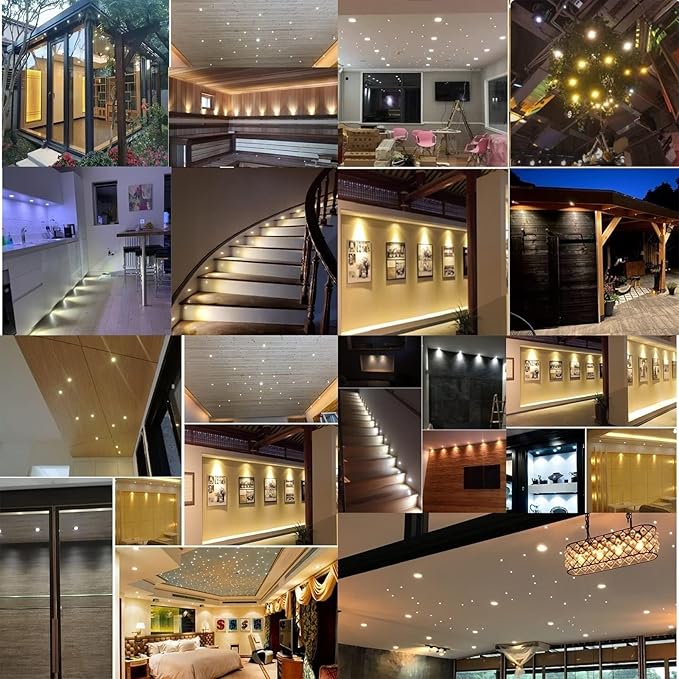 18Pack Mini LED Downlight with 30W Transformer - 1W Bedroom Kitchen Ceiling Spotlight DC12V Recessed Spotlight for Cabinets