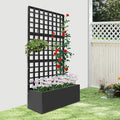Metal Planter Box with Trellis Heavy Duty Planter with Lattice Panels Privacy Raised Garden Bed Trellis Planters Boxes for Climbing Plants Vegetables Vines 35 W X 16 D X 71 H (Black)