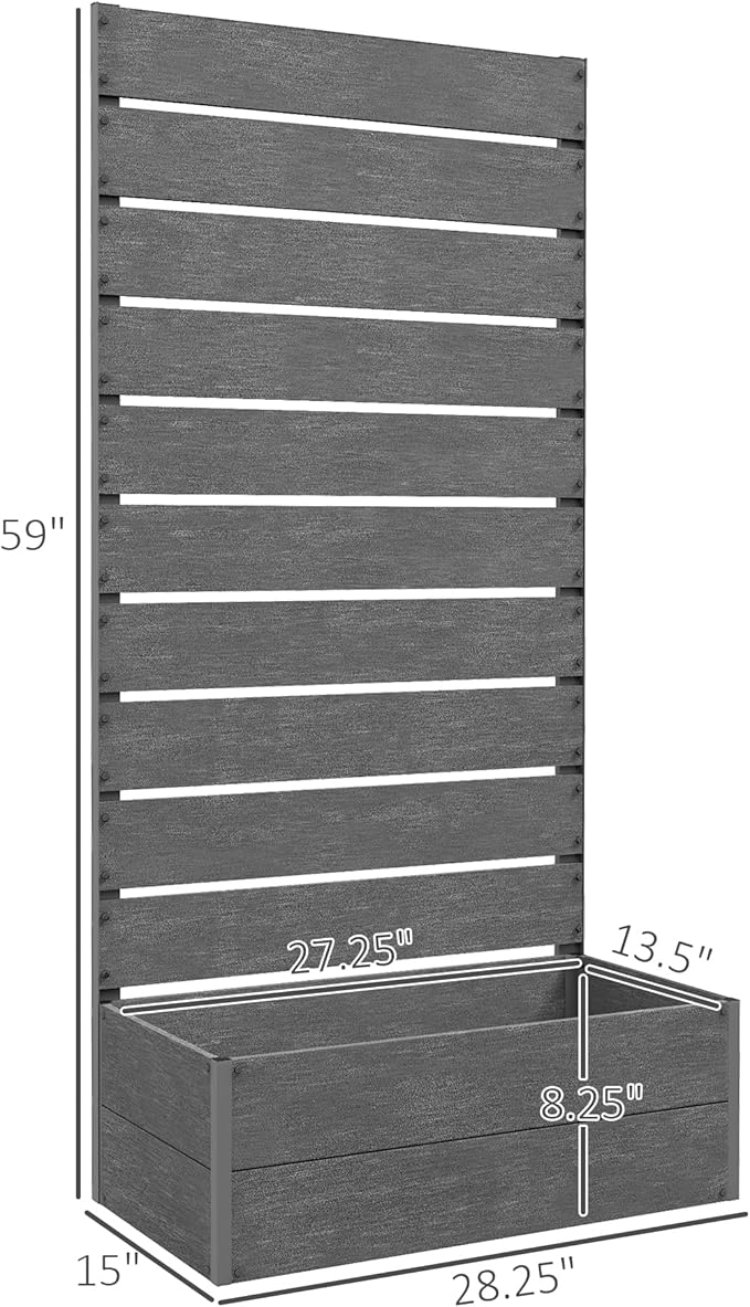 Tomato Planter Box with Support Trellis 59 Inch Tall Raised Garden Bed for Climbing Vegetables Outdoor Planter with Drainage Holes for Patio Gray
