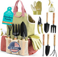 APSARAS USA Gardening Tools Garden Tool Set 10 Pieces Heavy Duty Sturdy Steel Gardening Tool Set with 600D Oxford Cloth Storage Tote Bag Durable Supplies Kit Perfect Garden Gifts for Father
