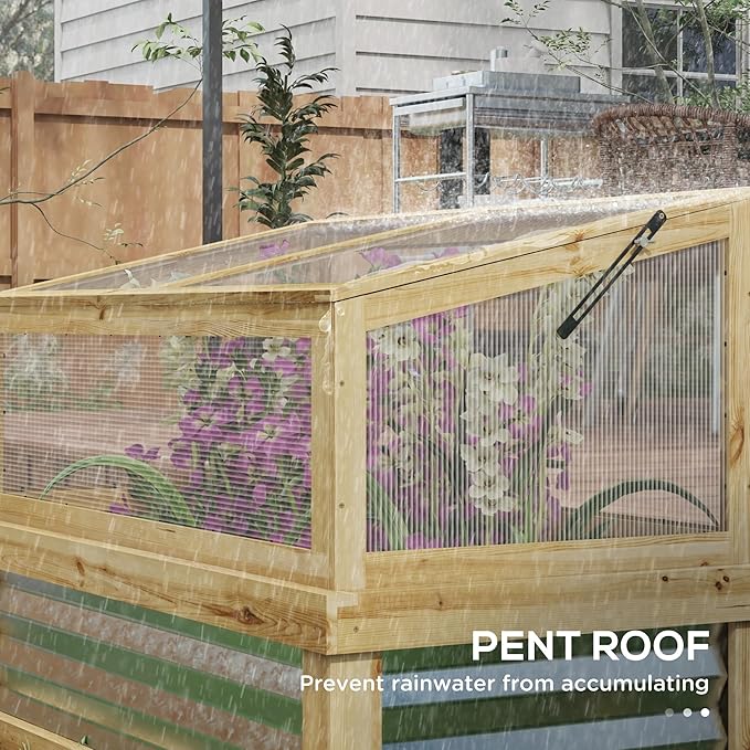 Raised Garden BedWooden Cold Frame Planter with Lean to GreenhouseRaised GFlower Bed Kit