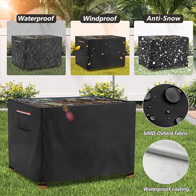 Spring Outdoor Raised garden bed cover With Transparent PVC Top WindowWaterproof Heavy Duty Covers with Split Zipper for 48 x 24 x 30 inch Elevated Wood Planter Box Stand(BlackCover only) ﻿