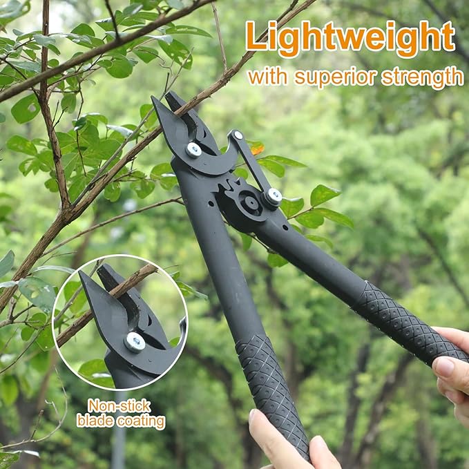 Garden Shears Tool Set 3 Pcs - Heavy Duty Lopper Hedge Shears &amp Pruning Saw for Tree Branches Hedges Backyard &amp Fruit Trees Carbon Steel Blades