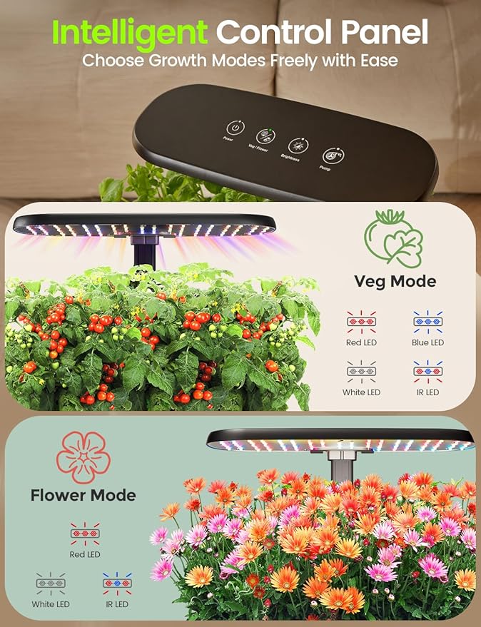 LETPOT Hydroponics Growing System 12 Pods Indoor Herb Garden Kit with 24W LED Grow Light 5.5L Water Tank &amp 16 Adjustable Height Smart Indoor Gardening System for Kitchen Home &amp Gift