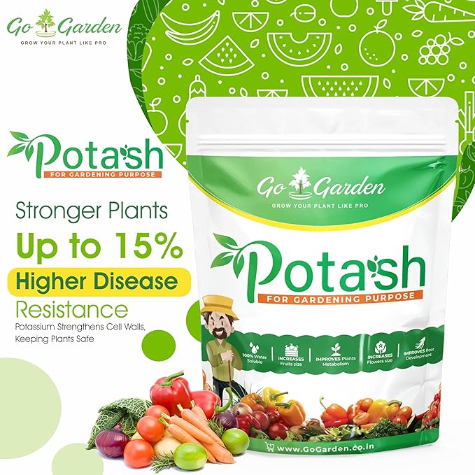 Go Garden Potash Organic Fertilizer for Plants | Essential Fertilizer for Gardening | Plant Fertilizer | All Purpose for Plant Health Flower Fruit Plant Growth- 400 Gram