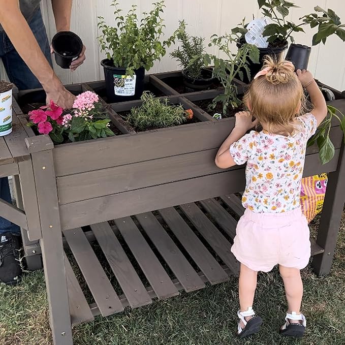 GUTINNEEN Raised Garden Bed Mobile Outdoor Planter Box with Legs for Vegetables Flower Herb Large Storage Garden Box on Wheels