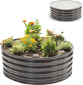 Epic Gardening 5-in-1 Modular Galvanized Raised Garden Bed Kit 15 Tall Metal Planter Box Durable Aluzinc Steel Raised Garden Bed Outdoor for Vegetables Herbs Flowers &amp Fruits - Round - Slate