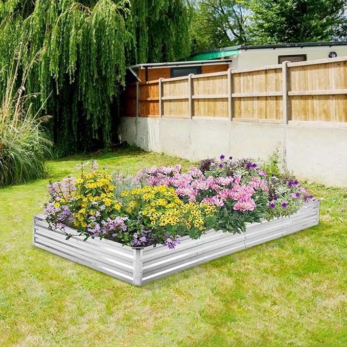 Galvanized Raised Garden Bed 2pcs Pack - Metal Raised Bed Garden Kit 4'x8'x1' for Flower Planters Vegetables Herb