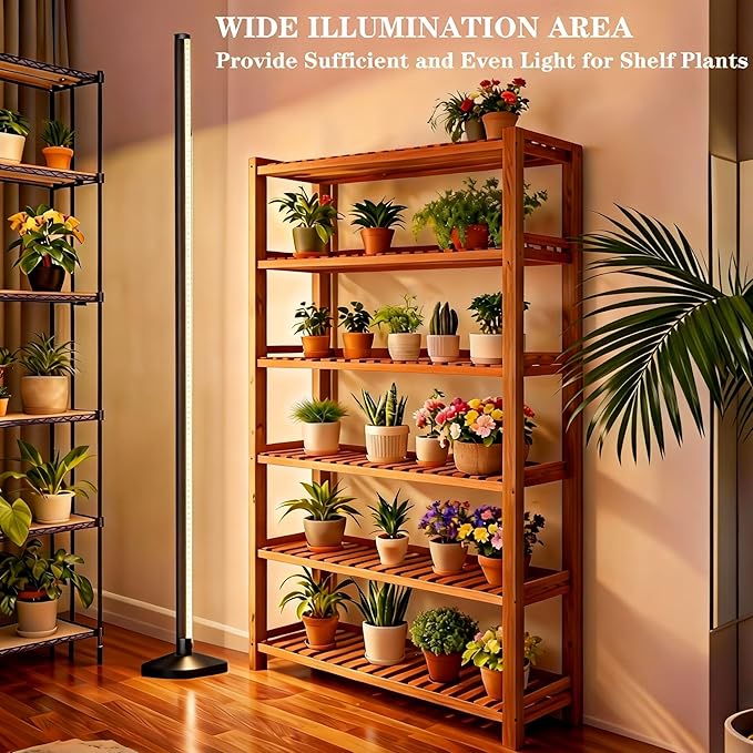 Vertical Grow Lights for Indoor Plants Full Spectrum 36W 57 Inch Plant Lights for Seed Starting with Timer and 10 Level Dimmable Standing Plant Growing Lamp for Greenhouse with Hanging Accessories