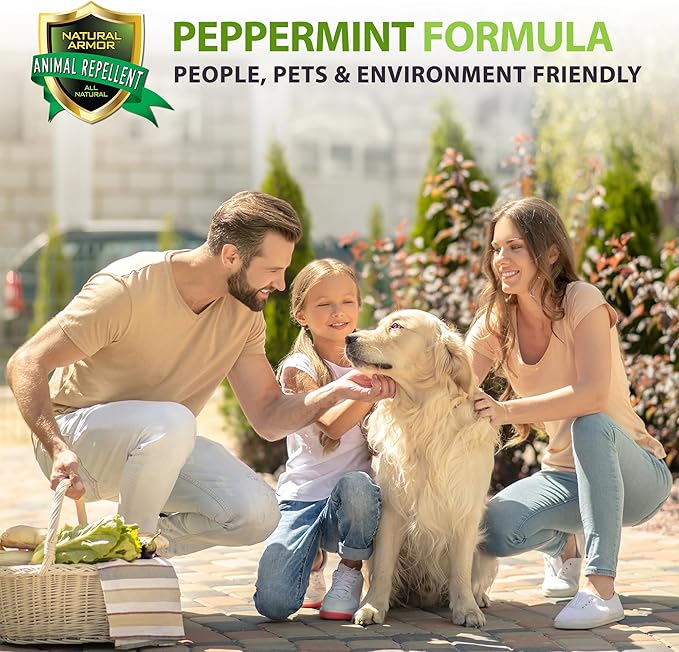 Natural Armor Animal &amp Rodent Repellent Spray. Repels Skunks Raccoons Rats Mice Deer Rodents &amp Critters. Repeller &amp Deterrent in Powerful Peppermint Formula – 128 Fl Oz Gallon Ready to