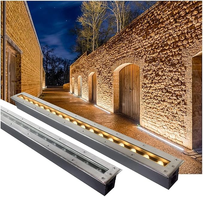Landscape Lamp - Rectangular Recessed LED Spotlight Buried Yard Lamp 24V Outdoor Linear Underground Lights IP67 Waterproof Corridor Aisle Lights Stair Step Light(Blue9w(24v))