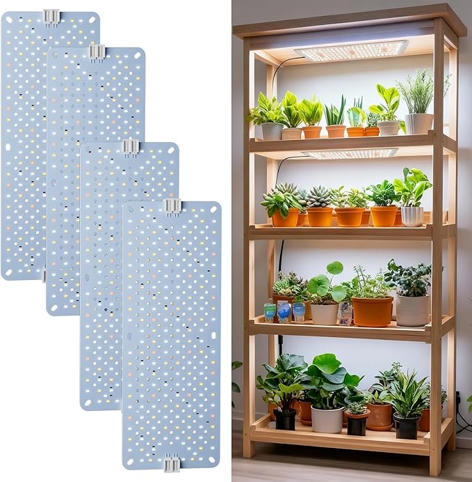 Grow Lights for Indoor Plants Full SpectrumHigh PPFD 768LEDs Plant Lights with 4/8/12/16/20H Timer Flexible Series &amp Parallel Connection for Indoor Growing(4 Pack)