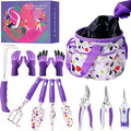 Floral Purple Garden Tool Set Gardening Gifts for WomenGarden Pruning Shears SetHeavy Duty Gardening Tools KitStorage Tote Bucket Bag OrganizerBirthday Gifts for Her