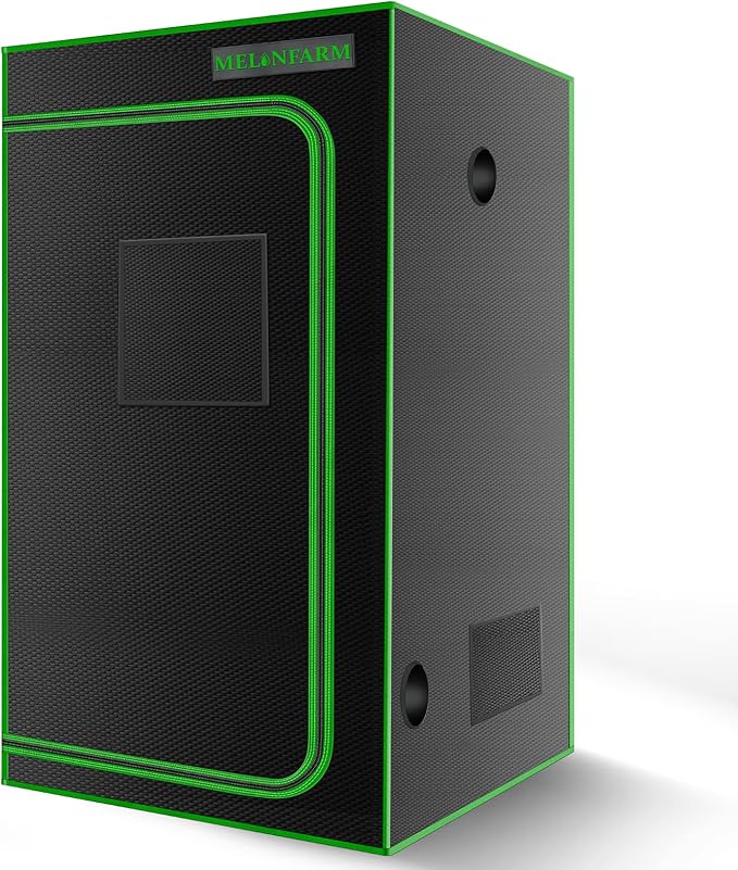 MELONFARM 4x4 Grow Tent 48x48x80'' High Reflective 600D Diamond Mylar Canvas with Observation Window and Floor Tray for Hydroponic Indoor Plant Growing
