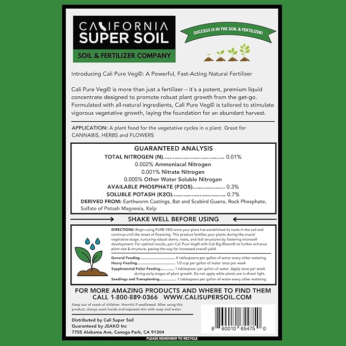 The Bud Grower | California Super Soil Premium Liquid Trio Pack | Cali Sun Kissed Cali Big Bloom &amp Cali Pure Veg Liquid Plant Food | All-in-One Grow Tent Kit's &amp Supplies