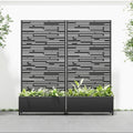 Casaphoria 72x35 Metal Raised Garden Bed with Trellis(2 Pack) Outdoor Planter Box with Wheels &amp Drainage Holes for Climbing Plants Flowers Elevated Garden Kit with Privacy Screen Black-Shine