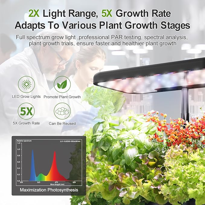Indoor Herb Garden Kit Hydroponic Growing System with LED Grow Light Quiet Water Pump for Home Kitchen Office Healthy Fresh Herbs Vegetables Gift Ideas for Women Men